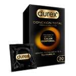 Durex Conexión Total Preservativo Ultra Fino Plus sin Látex con Tecnología Body Feel que Transmite Mejor el Calor Corporal, 20 unidades