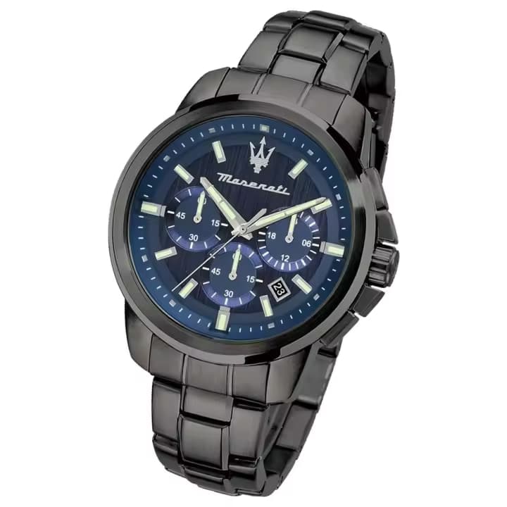 Reloj Analógico Cronógrafo Hombre Maserati R8873621005 (44 mm) - Caja y Brazalete de Acero, Cristal Mineral, Resistente 5 ATM