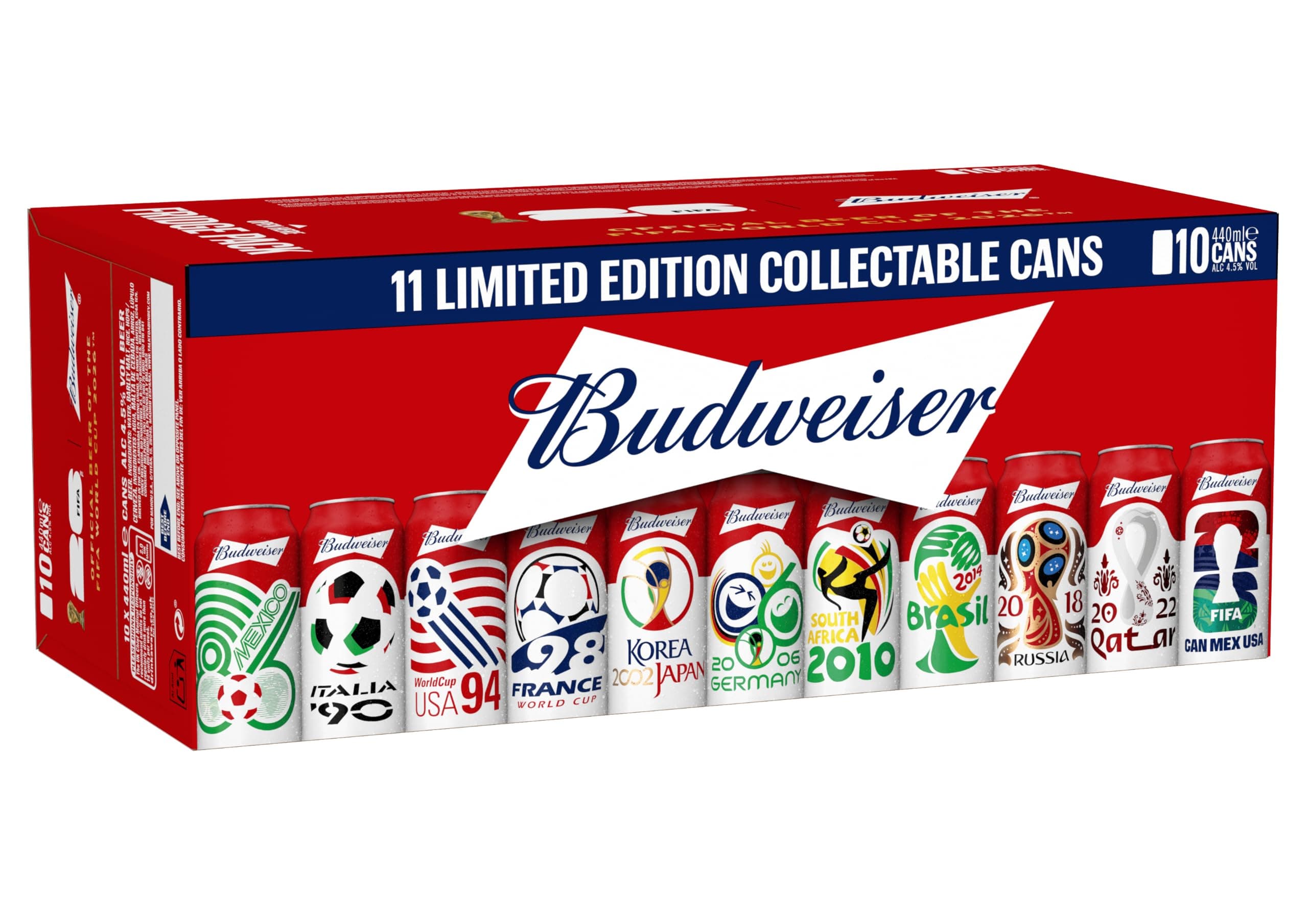Budweiser, Cerveza Lager Edición Limitada, Pack 10 Latas x 44cl.