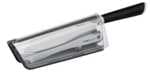 Cuchillo cocina Santoku de 16,5 cm y funda afilador, hoja cuchillo afilada, sistema de bloqueo para uso seguro, acero inoxidable alemán