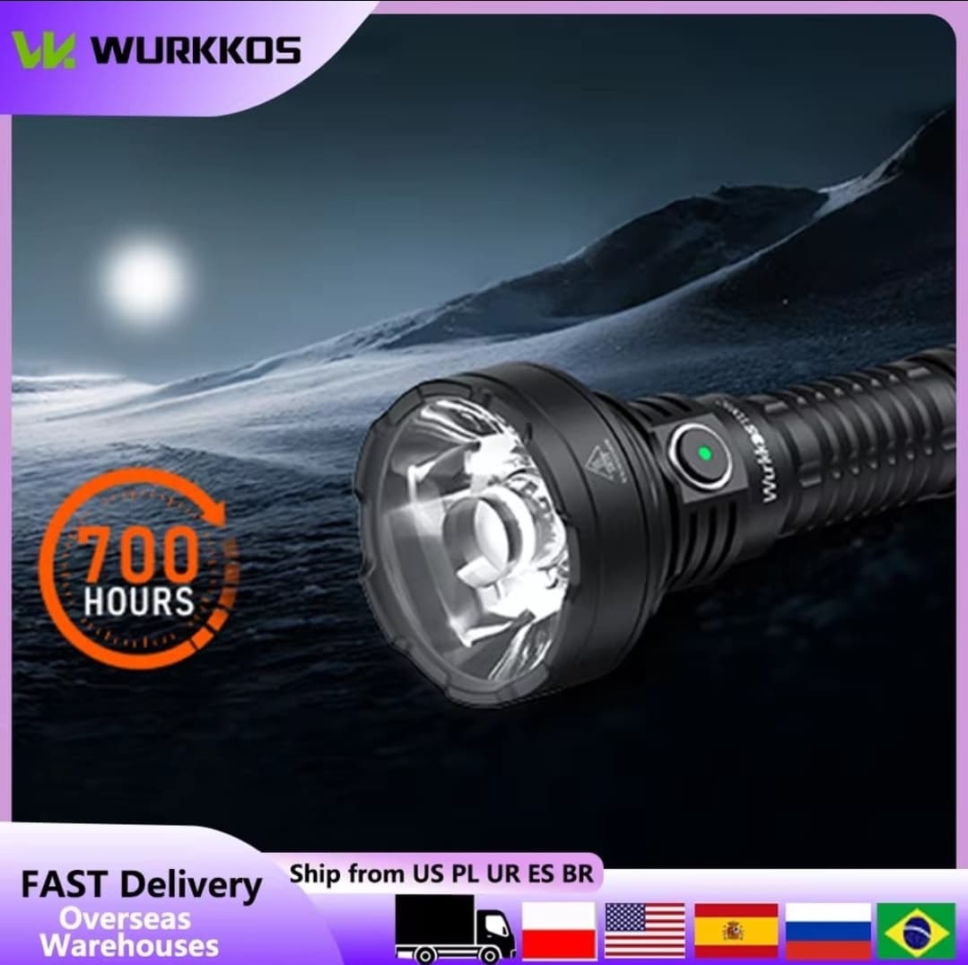 Linterna Táctica LED Wurkkos TD01C, 1800 lm, Alcance 927 m, USB-C, IPX8, Batería 21700 Incluida, Doble Interruptor