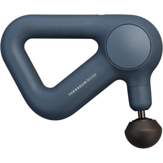Pistola de masaje Theragun Relief Navy (Terapia percusiva cómoda, agarre triangular patentado, 3 velocidades, 3 cabezales, PcComponentes)