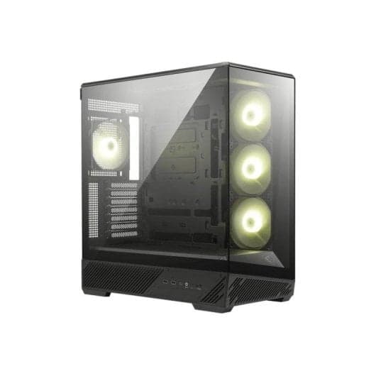 MSI MAG PANO 130R PZ – Caja ATX con cristal templado panorámico, USB-C y diseño para placas Back-Connect (en negro y blanco) + AMAZON