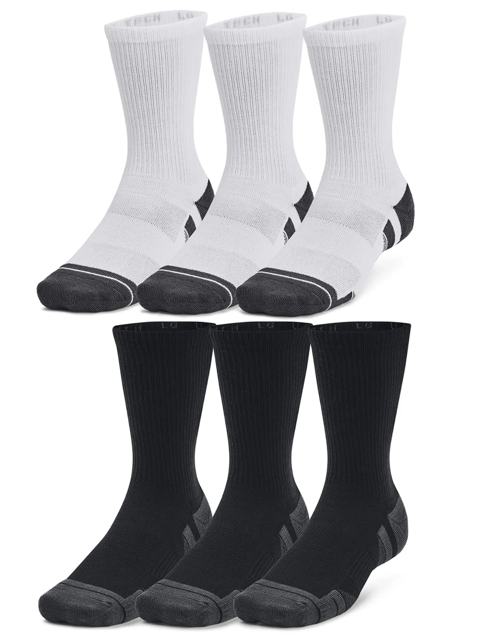 Pack 3 pares de calcetines Performance Tech Crew Under Armour - Blanco / Gris y Negros (recogida gratis en tienda)