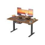 VASAGLE Escritorio Eléctrico Ajustable en Altura, 140 x 70 cm, para Trabajar de Pie, Soporte para Monitor,Cajón, Puerto USB-C Marrón Rústico