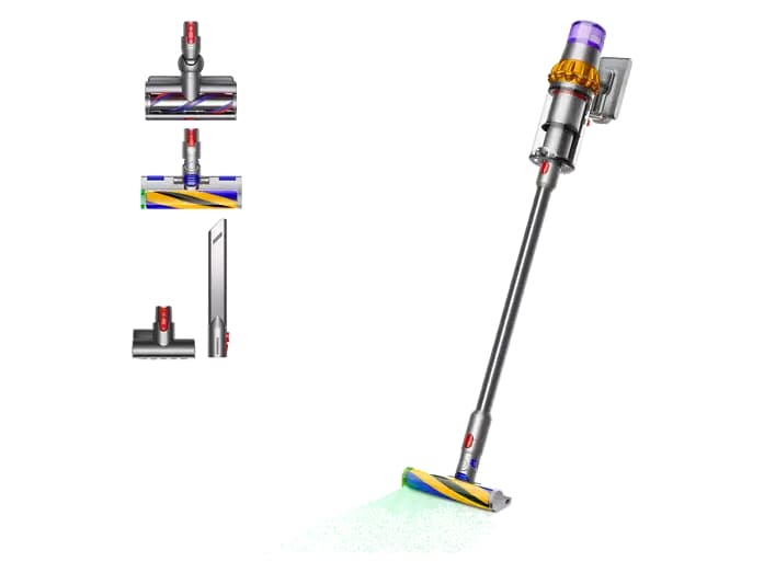 Aspirador escoba - Dyson V15 Detect Absolute, Potencia succión 240 AW, Autonomía 60 min, Minicepillo motorizado, 3 Modos,