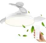 Mellerware Ventilador de Techo Retráctil Brizy Foldable 40W 6 Velocidades 3 Aspas Motor DC Ultra Silencioso