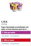 Yogures danone zero, fresas o coco. 80% de reembolso en cupón.