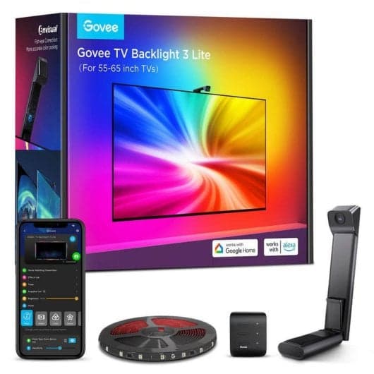 Govee TV Backlight 3 Lite: tira LED RGBIC+W Wi-Fi/Bluetooth con cámara para televisores 55"-65"