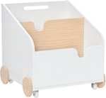 Caja de Almacenamiento de Madera para Juguetes 2 Secciones con Ruedas