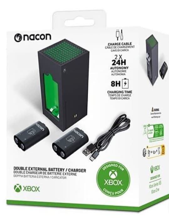 Pack Cargador y dos baterías externas para mandos con licencia oficial Xbox