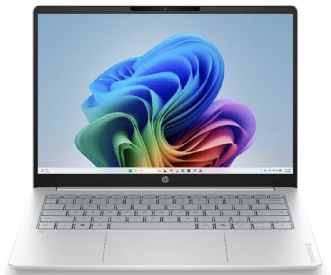 Portátil HP OmniBook 3 Copilot+ PC 14" 2K (Snapdragon X1-26-100, NPU AI, 16GB RAM, 512GB SSD PCIe, Adreno GPU, Windows 11, Plata)
