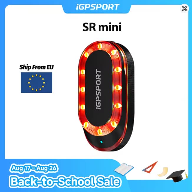 Radar luz trasera inteligente de bicicleta IGPSPORT SRmini IPX7 impermeable luz trasera de ciclismo 7 modos de luz lámpara trasera