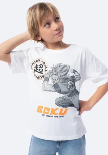 Camiseta manga corta y cuello redondo de Niño Dragon Ball TOEI 100% algodón tallas 7/8, 9/10 13/14 años