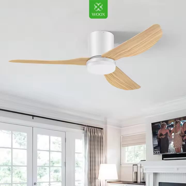 Ventilador de techo con luz de 45 W y control remoto, 86 cm (34"), motor DC silencioso de cobre de calidad, 3 aspas de ABS para la salud