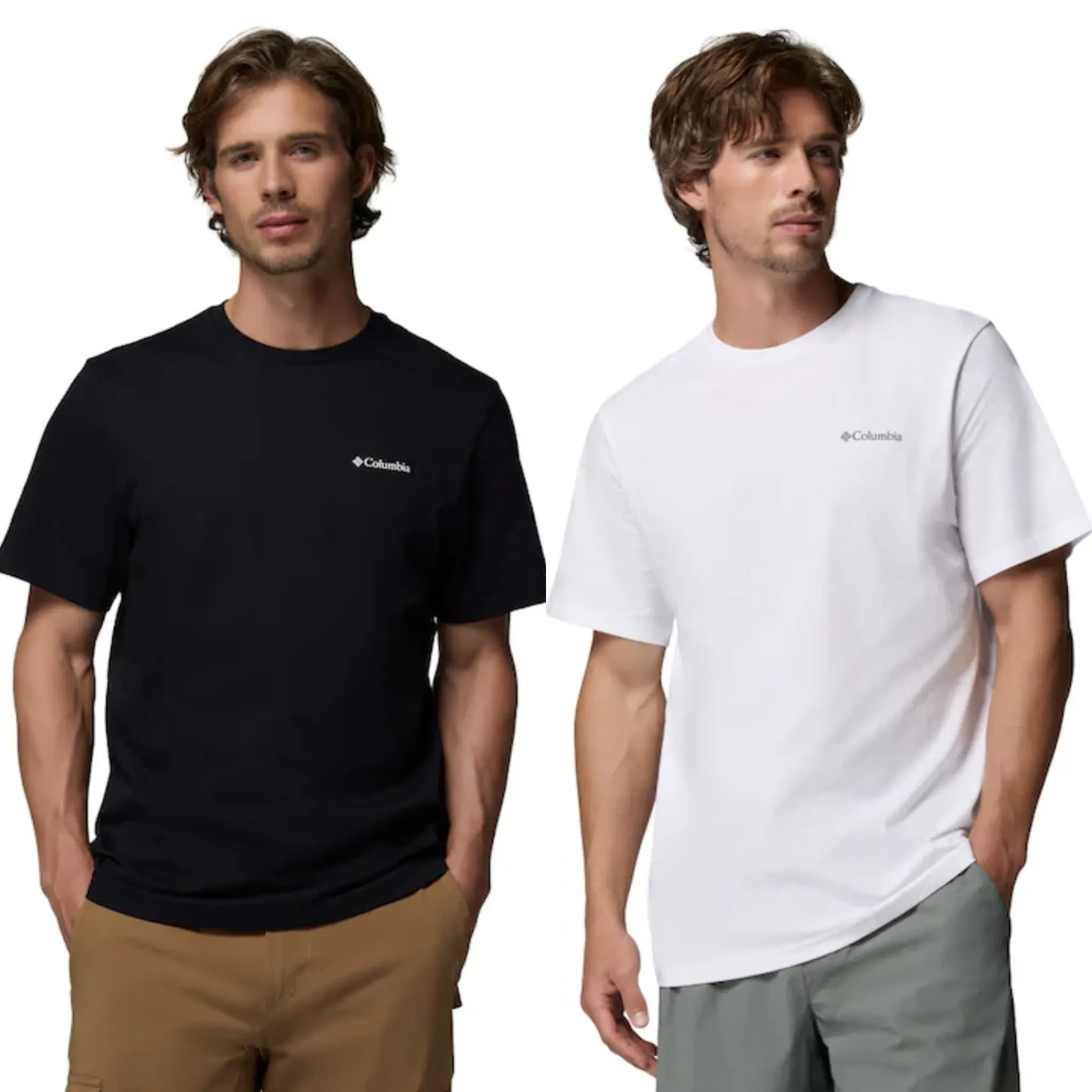 Camiseta de manga corta hombre 100% algodón CSC Outdoor Columbia - Negro o blanco