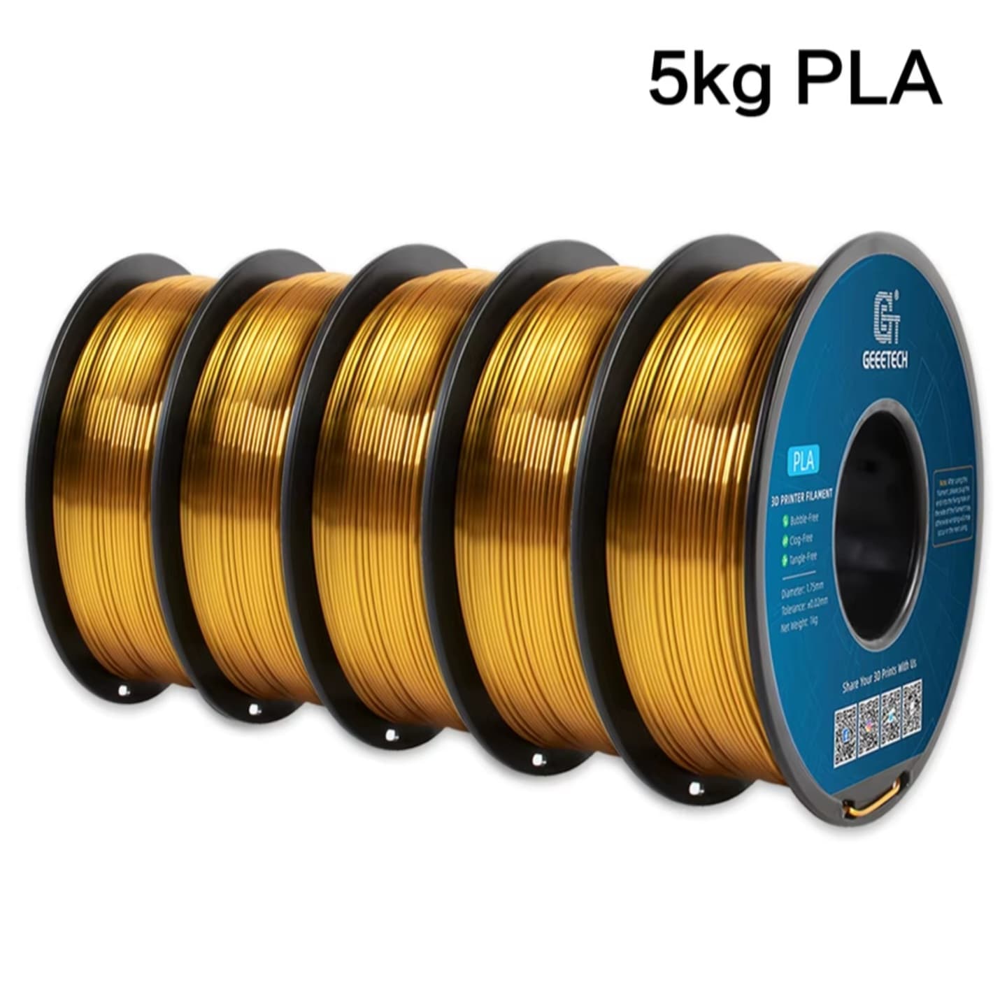 5 Kilos de Filamento PLA SILK GEEETECH