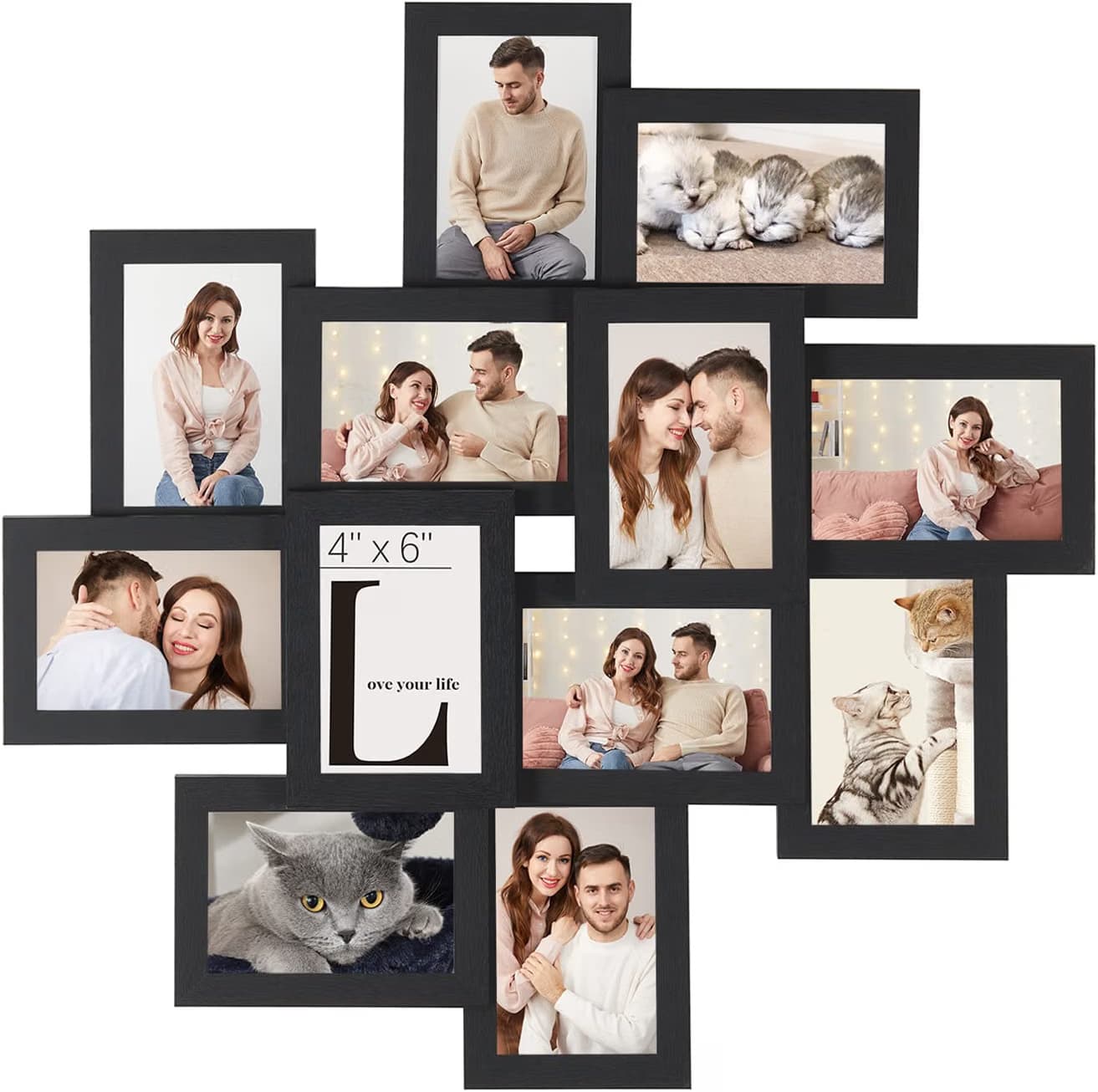 Collage de Marcos de Fotos para decoración de pared SONGMICS – 12 Marcos 10x15 cm, Negro, MDF + Cristal | 11,05€ con ventajas | Desde España