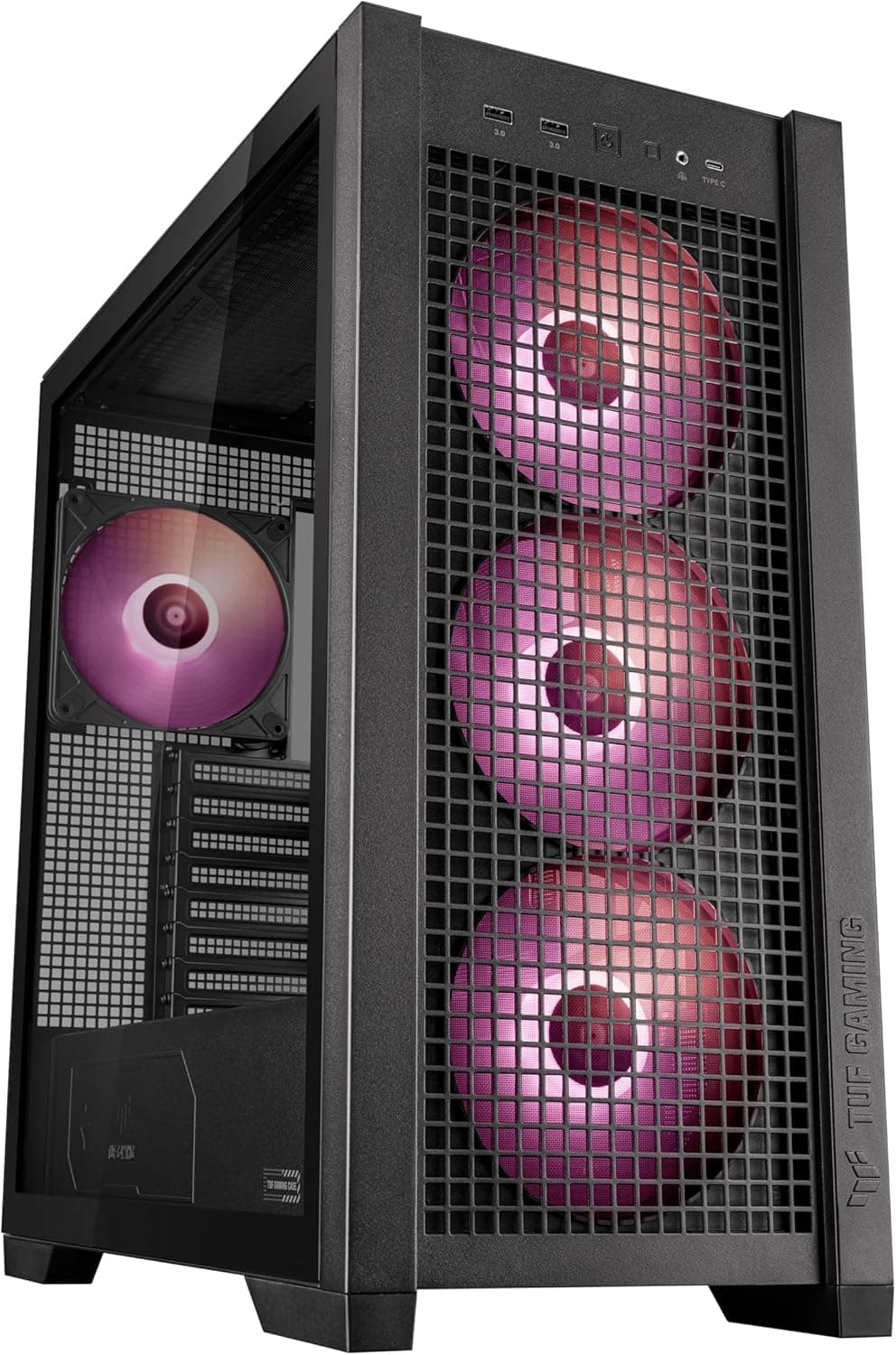 ASUS TUF Gaming GT302 ARGB ATX - Caja de Ordenador con Cuatro Ventiladores ARGB de 140 x 28 mm, Cristal Templado Intercambiable