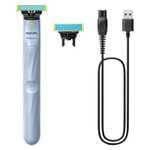 Philips OneBlade First Shave Auténtica Recortadora de Barba, Maquina de Afeitar Hombre, 2 Cuchillas, Cargador USB-A sin adaptador de pared