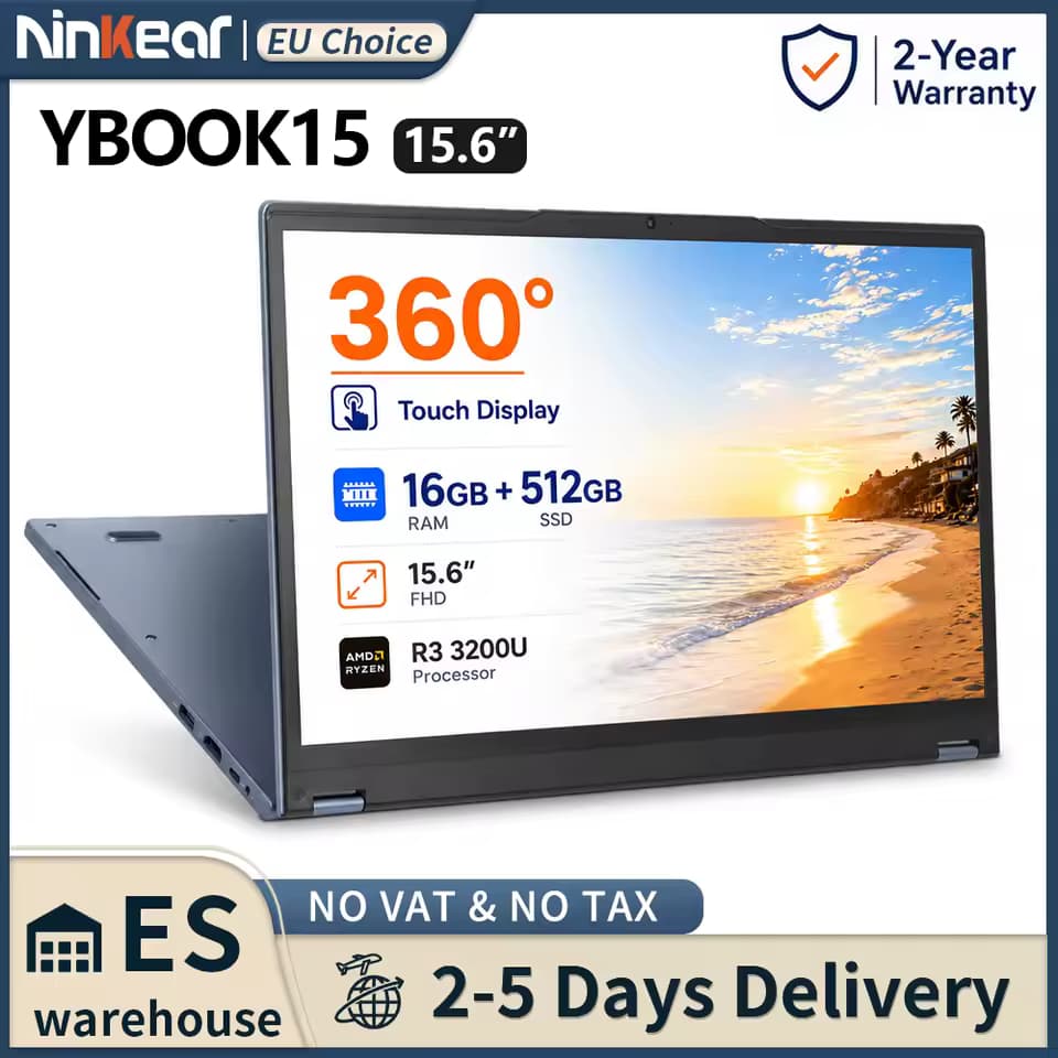 Ninkear YBook15 2 en 1 15,6" Táctil Full HD Ryzen 3 3200U 16GB RAM 512GB SSD Convertible Windows 11 Pro Laptop portátil