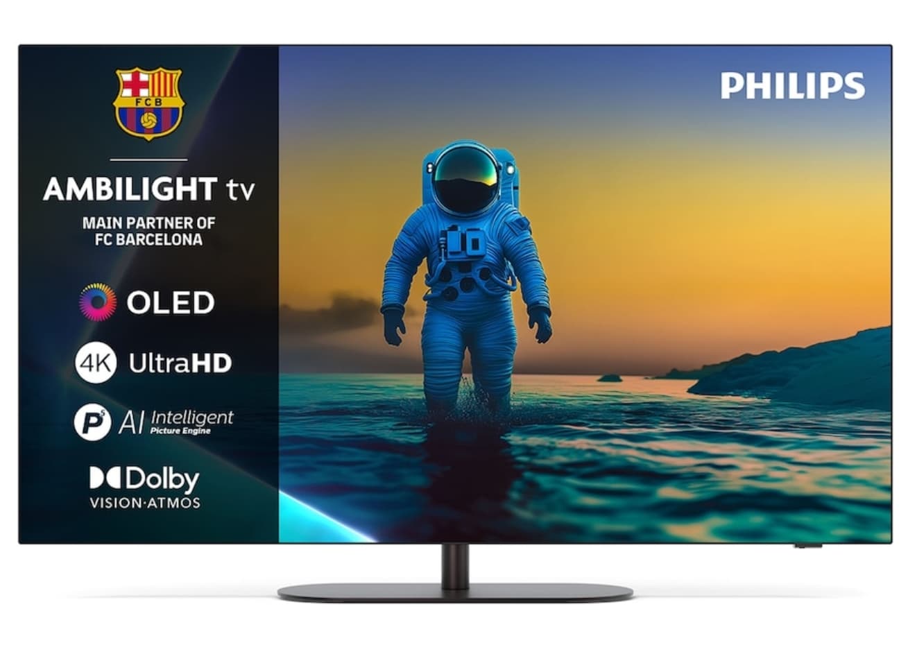 TV OLED 121 cm (48") Philips Ambilight 48OLED820/12 UDH 4K, Dolby Vision y Dolby Atmos, Goolge TV, Smart TV Negro