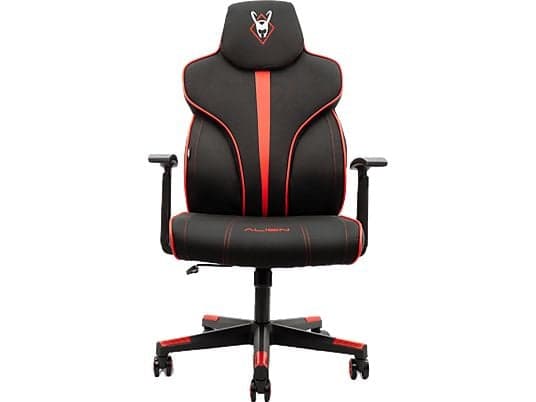 Silla gaming - Woxter Station Alien v2.0, Hasta 150 kg, Reposabrazos Fijos, Ruedas Antiarañazos, Rojo