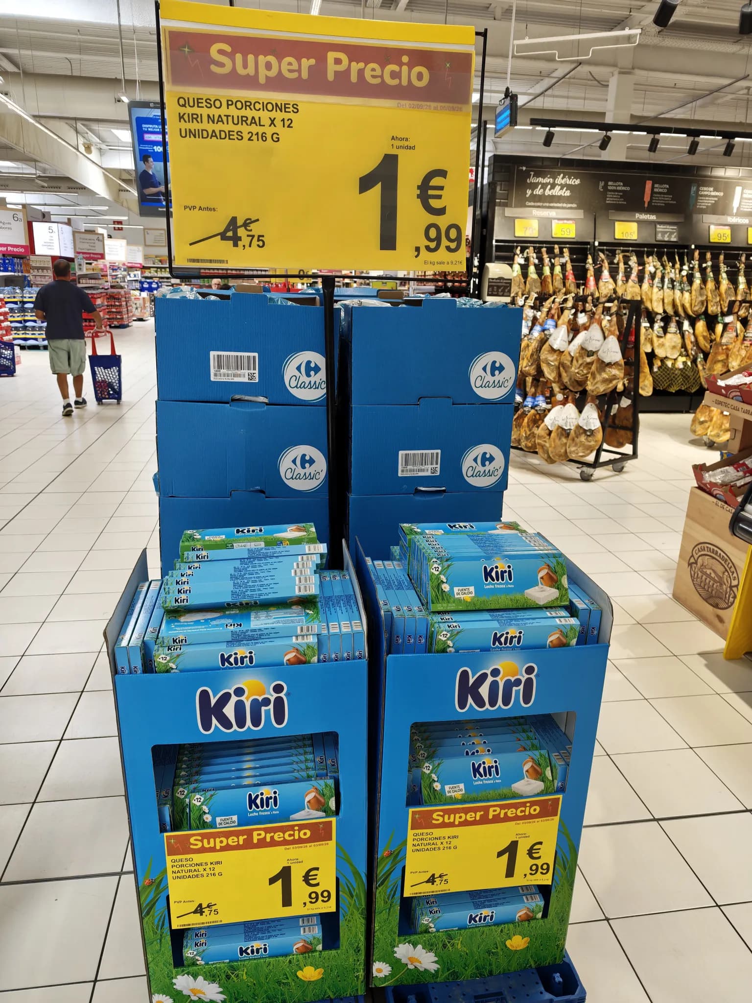 Queso en porciones kiri natural 12 porciones 216 gramos Carrefour gran Turia Valencia
