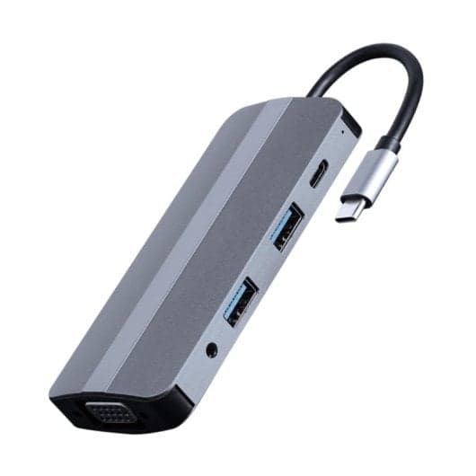 Hub Gembird 8 puertos 5 Gbps modelo 8-en-1 con HDMI UHD, LAN y SD 87W Plata