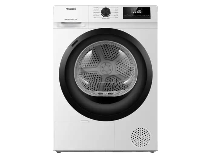 Secadora bomba de calor - Hisense DHQE900UWDC, 9 kg, 16 programas, Anti arrugas, Secado automático, Blanco