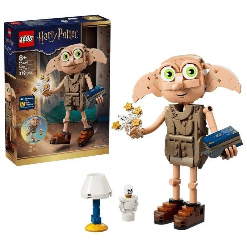LEGO Harry Potter Dobby el Elfo Libre | Figura Articulada 2 en 1 | 379 Piezas | Incluye Kreacher y Accesorios
