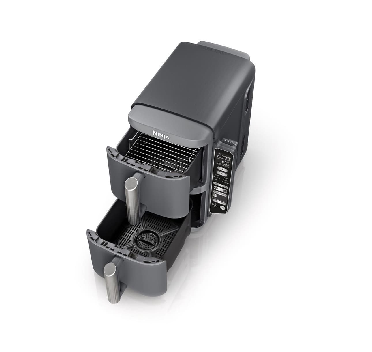 Freidora de aire - Ninja Double Stack XL, 2470 W, 9.5l, 2 Cajones independientes, 6 Programas, Gris