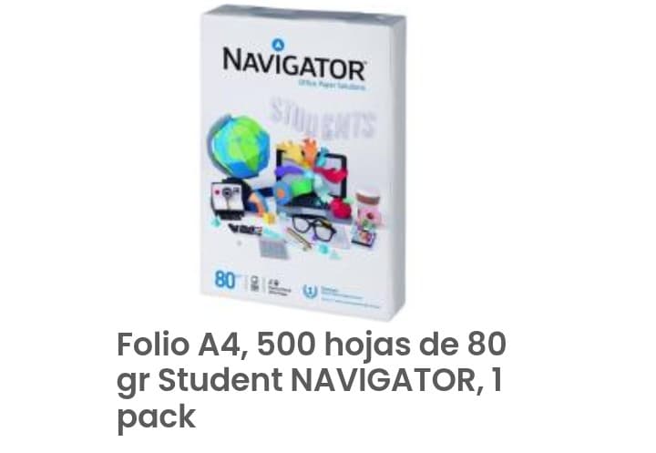 Folio A4, 500 hojas de 80 gr Student NAVIGATOR, 1 pack