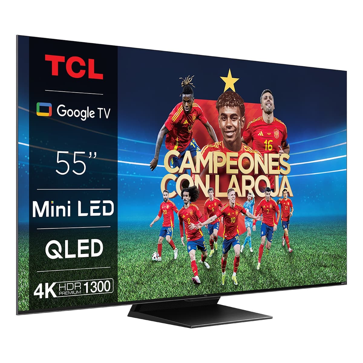 TV QD Mini LED 139 cm (55") TCL 55C805, 4K UHD 1300 nits, Smart Google TV Dolby Vision y Atmos, Motion Clarity Pro de 144 Hz Titanio