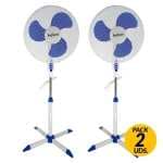 Pack de 2 ventiladores de pie Levante FS-40-A2 Helios Home 16" 45W blanco 125 cm
