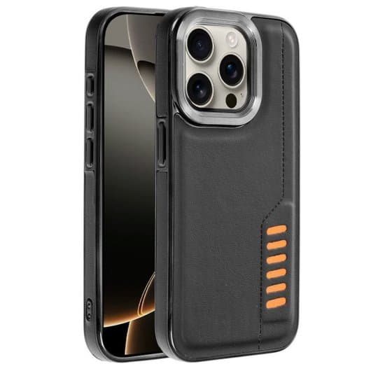 Cool Milano Funda Reforzada de TPU y Polipiel Negra para iPhone 16 Pro