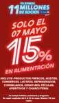15% de descuento en alimentación SÓLO EL 07/05 en Carrefour