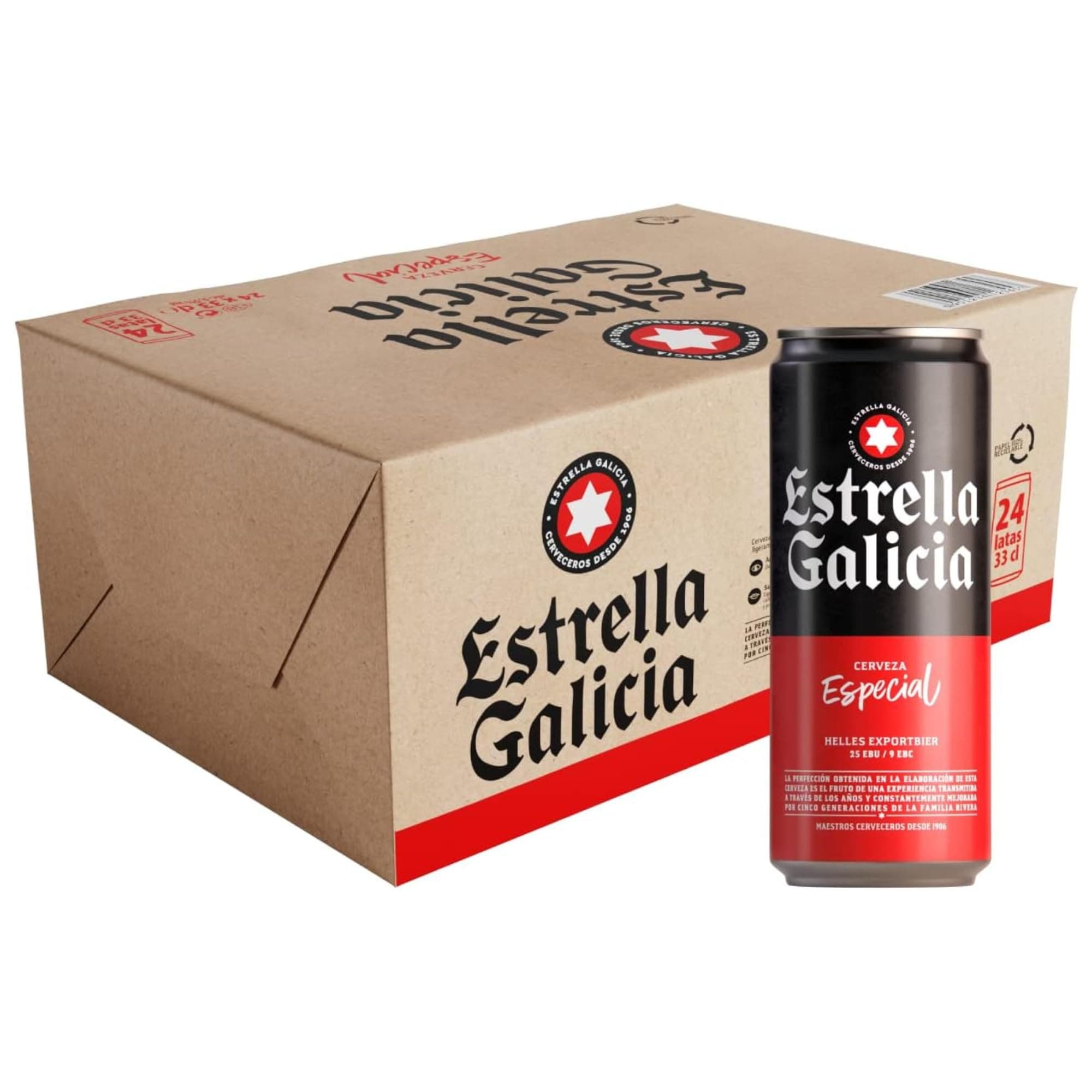 Estrella Galicia - Especial, Cerveza Lager, 24 Latas x 33 cl