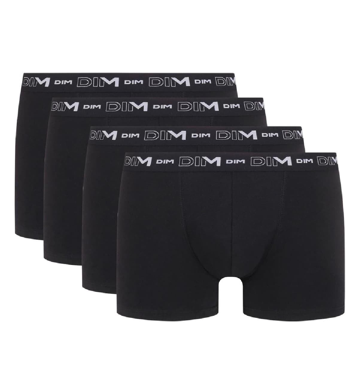 DIM. Pack de 4 bóxers de algodón elástico COLOR NEGRO con cintura con logotipo