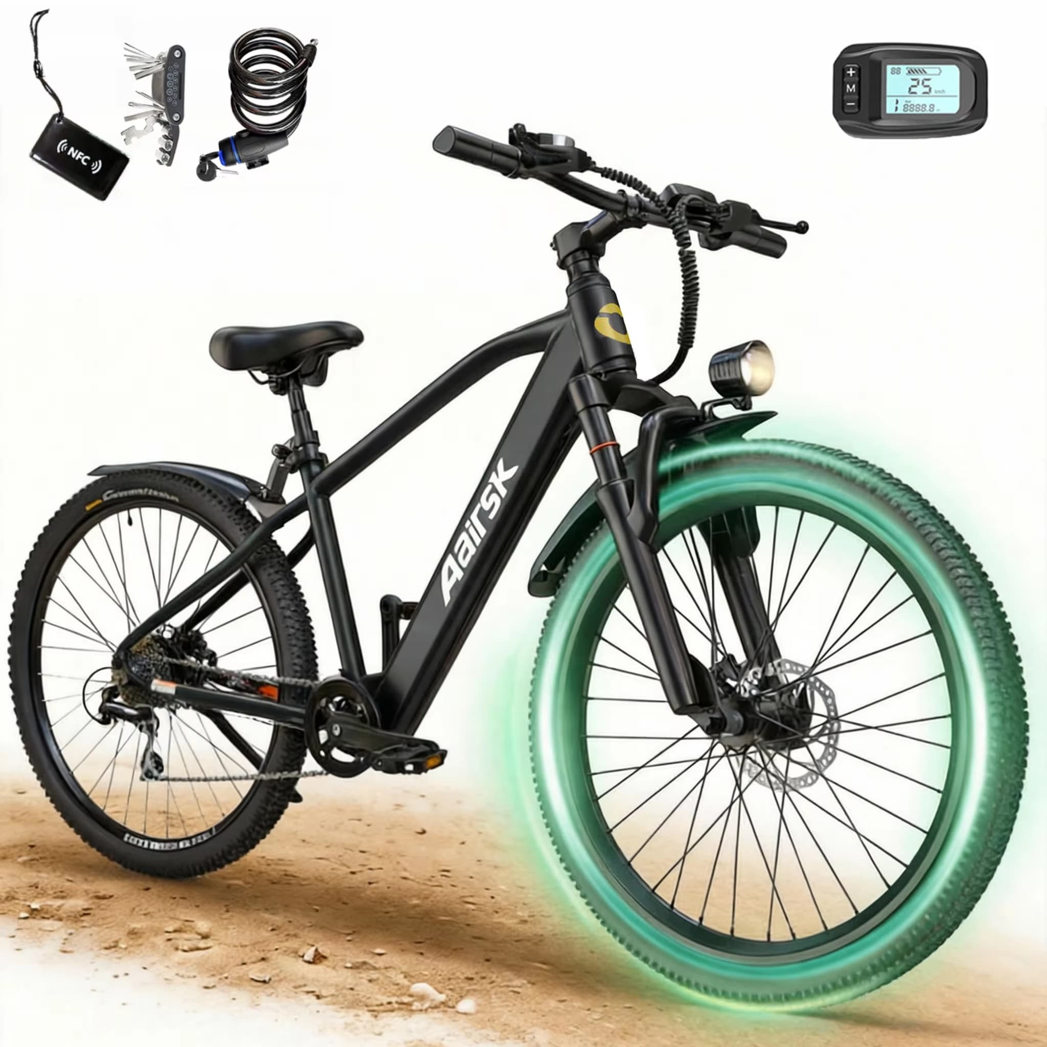 Bicicleta eléctrica Aairsk GT300 con neumáticos urbanos de 26 pulgadas (desde Europa)