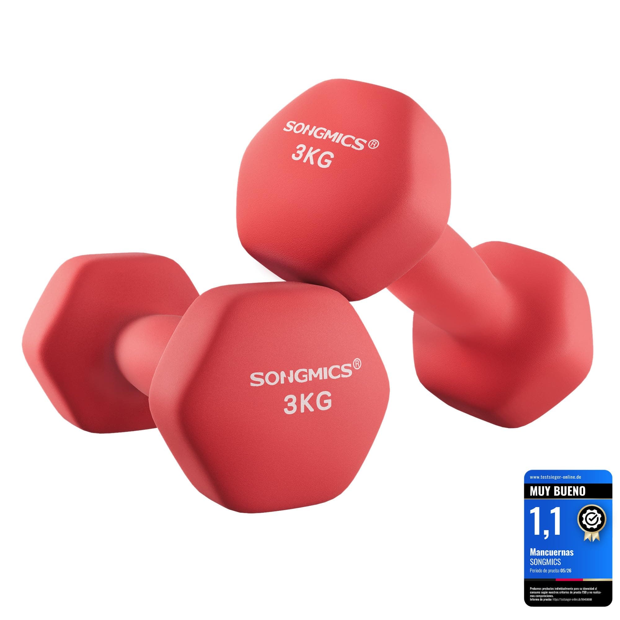 2 mancuernas hexagonales con revestimiento de neopreno de 3kg (3kgx2)