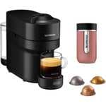 Cafetera de cápsulas - DeLonghi ENV90.B Vertuo Pop + Travel Mug para cápsulas Nespresso Vertuo, 1.250 W, 2.6 bar, 0.56 L, Bluetooth, Wi-Fi,