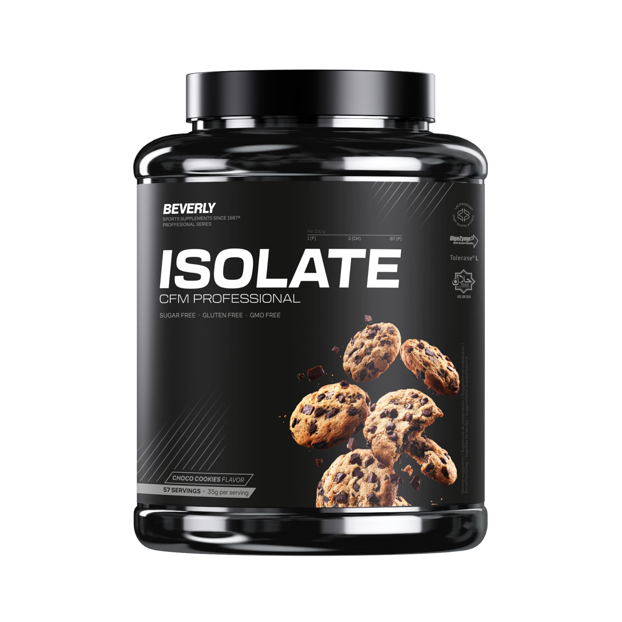Beverly ISOLATE CFM – Proteína Aislada de Suero Premium (Whey Isolate) | 30 g Proteína Chocolate Cookies ---- 2 KILOS