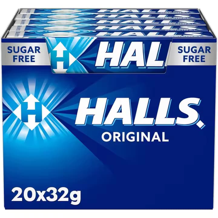 Halls Eucalipto - original Caramelo duro Caja con 20 Sticks de 32 g