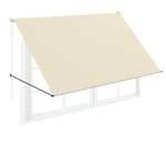 Toldo de brazo plegable retráctil con cordón y barra de soporte de aluminio, 200 x 145 cm, beige, antracita y gris