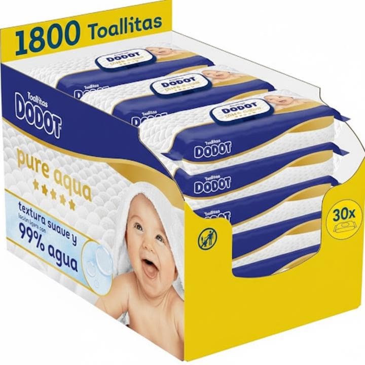 Toallitas Dodot Pure Aqua 30 paquetes de 60 toallitas
