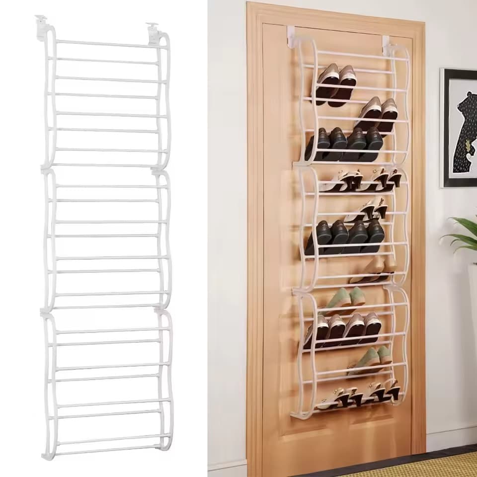Zapatero Detrás de Puerta 24 Pares | Organizador Colgante Gran Capacidad, 3 Módulos, 12 Niveles, Ahorro de Espacio para Armario y Puertas