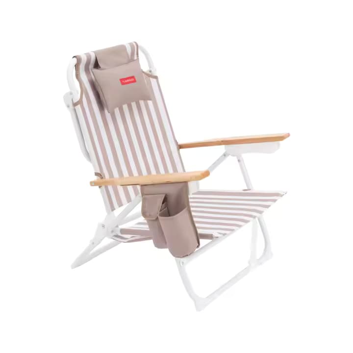 Flamingueo Silla Playa Plegable Reclinable 5 Posiciones con bolsillo ,Asas Mochila Almohada Ergonómica Aluminio y Poliéster 64x61x78cm