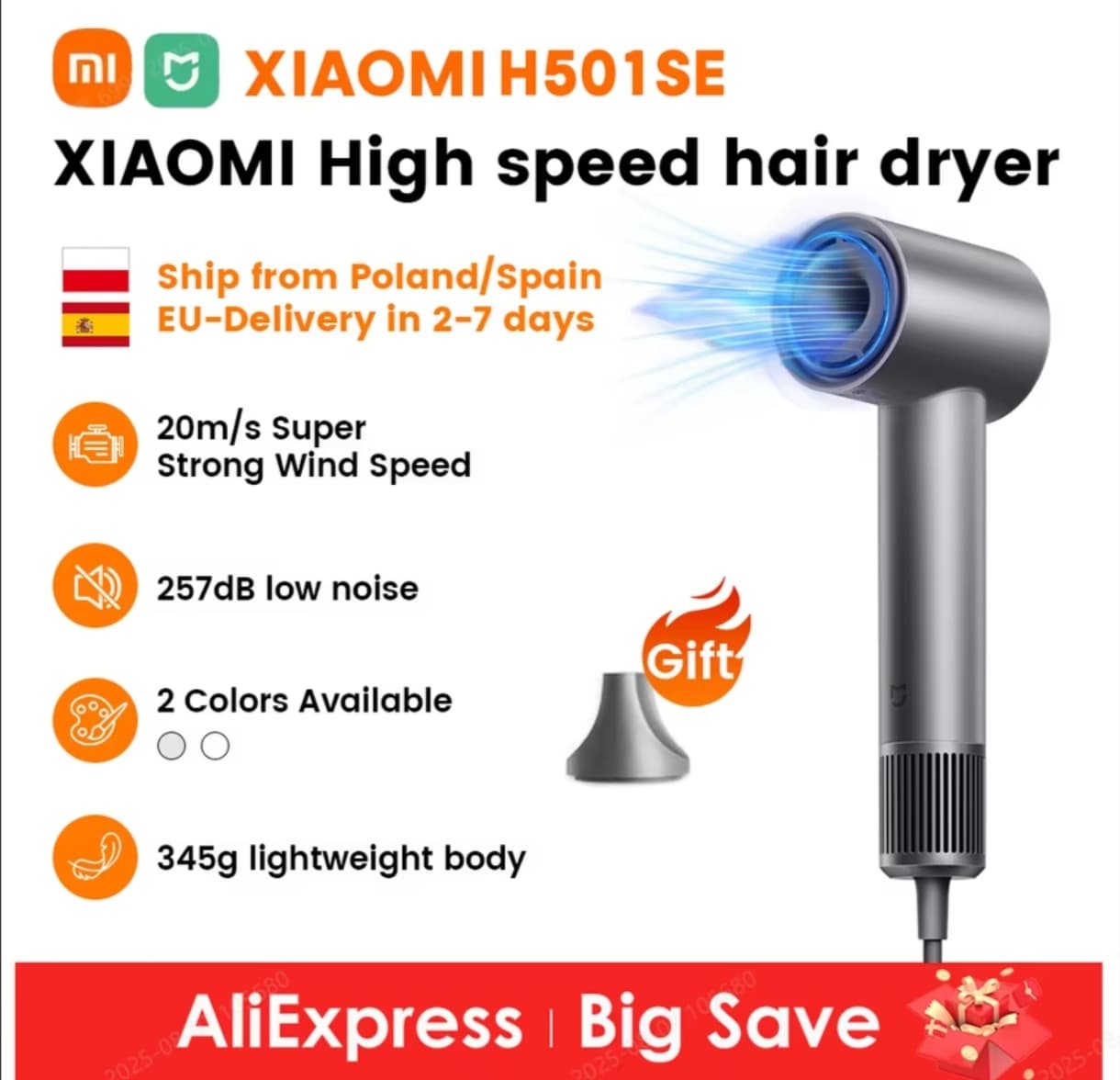 Secador de Pelo de Alta Velocidad XIAOMI MIJIA (varios colores)