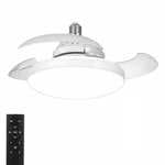 Ventilador de techo YOEVU Compact Mini aspas retráctiles luz LED E27 mando Reacondicionado como nuevo